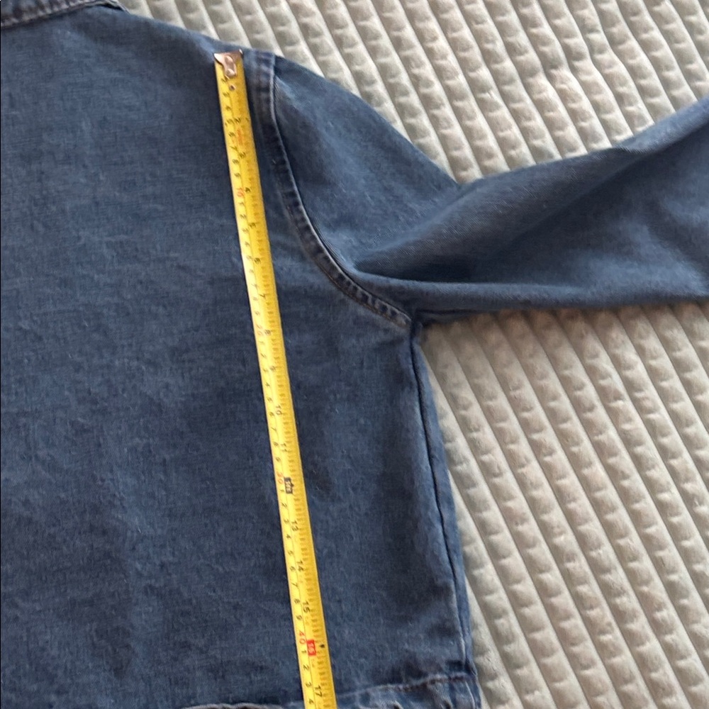 Cropped Tie-Front Denim Jacket - Blue - Picture 7 of 8